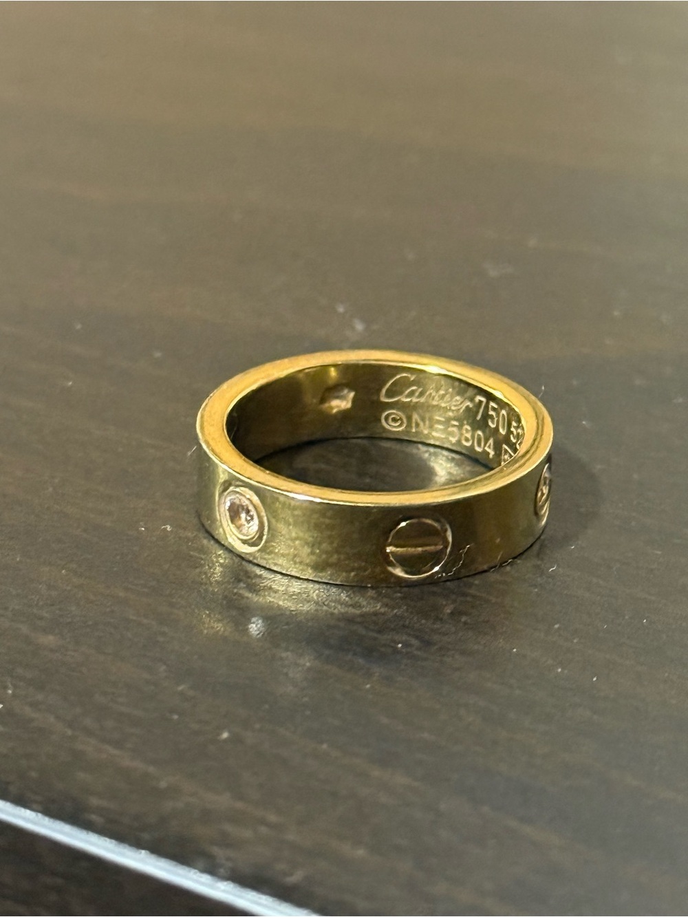 Gold plated ring with  “Diamonds“  crystals screw Ring